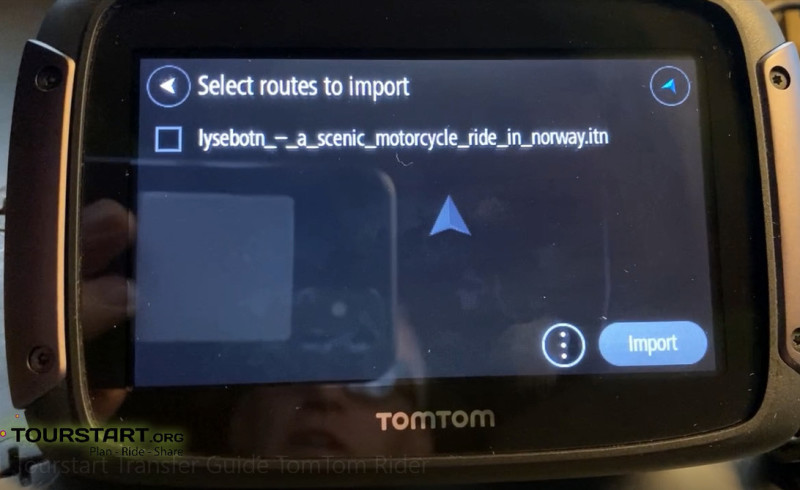 Transfer a motorcycle route to a TomTom Rider
