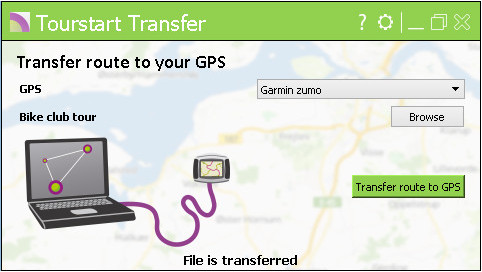 Tourstart Transfer - easy transfer to TomTom and Garmin motorcycle GPS