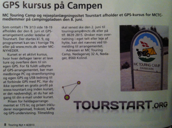 GPS training on MC Touring Camp, Denmark