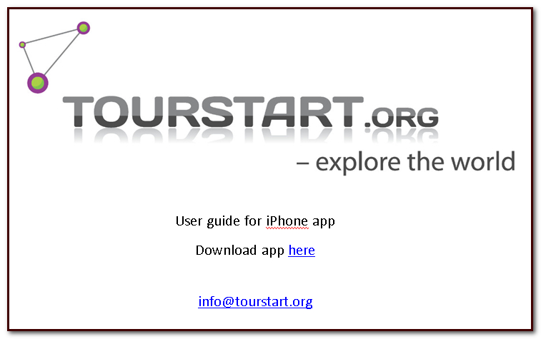 User Guide for Tourstart iPhone app with navigation and Ride Planner